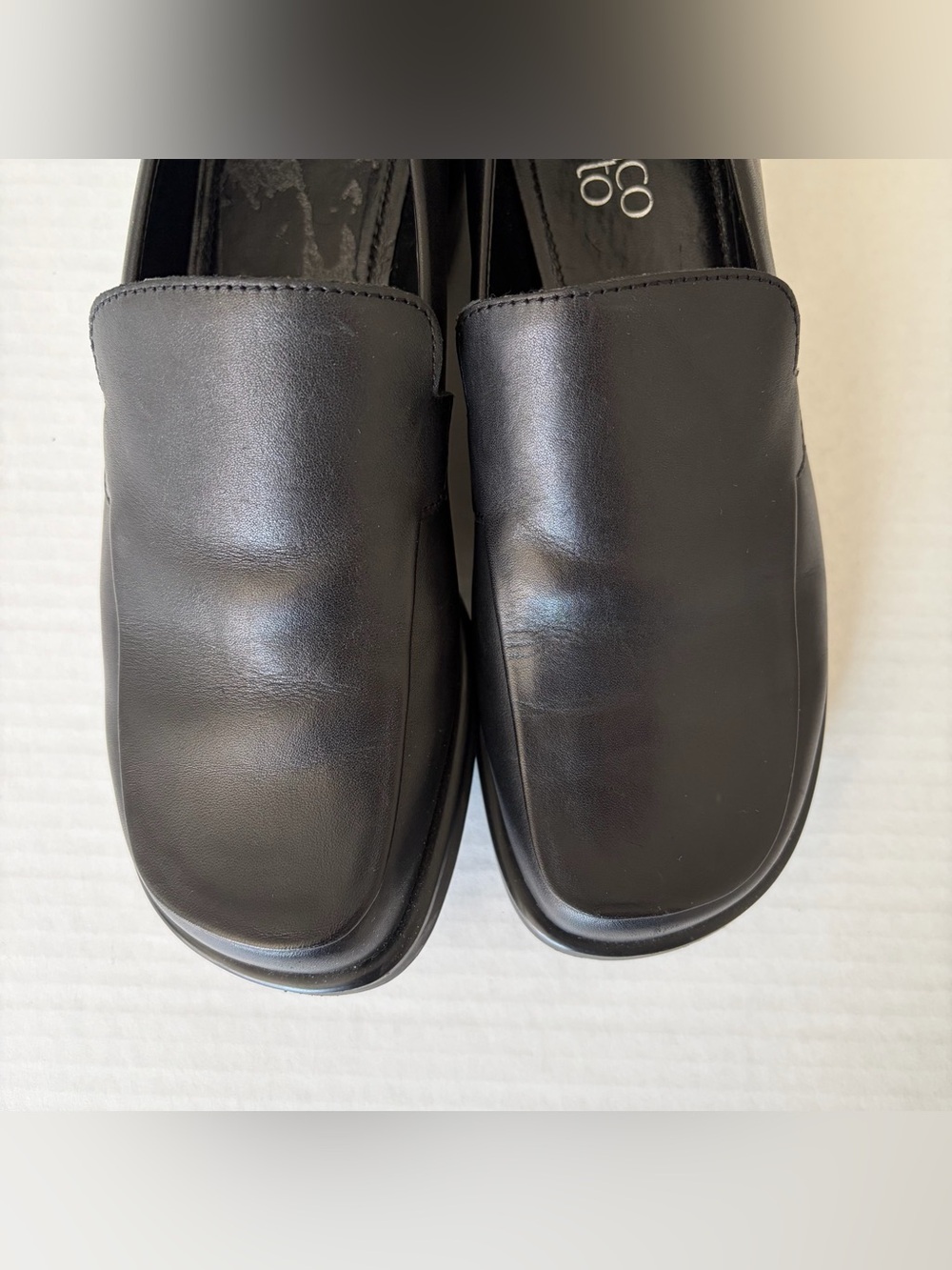 Franco Sarto Women’s Black Leather Slip-On Loafers - Picture 6 of 9